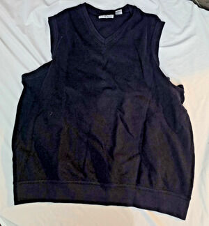 Vintage Penguin Sport Mens Sweater Vest XL Black V Neck 100% Cotton Preppy Golf
